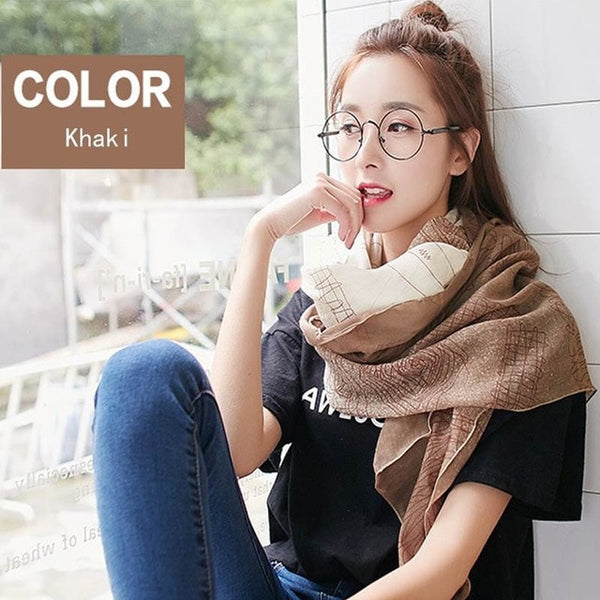 Vintage Print Scarf Women Autumn Cotton Wraps 2019 Ladies Tops Shawl Large Scarves Luxury Long Soft Scarves Stoles Female Poncho - lovell-shop